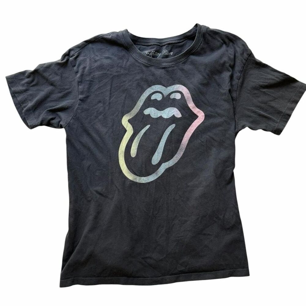 The Rolling Stones Women's Black and Grey T-shirt